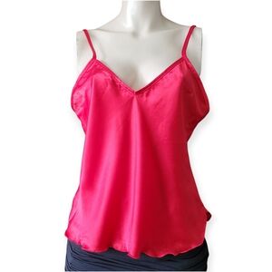 Vintage 90s Y2K Red Satin Camisole Top Medium